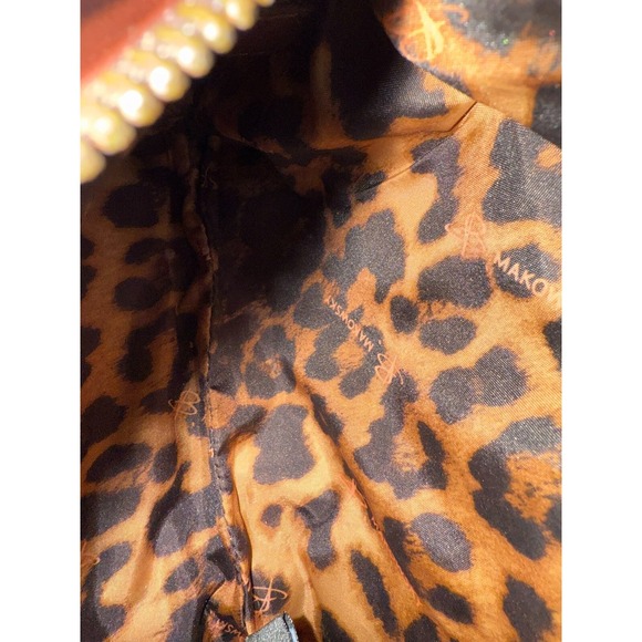 B Makowski Metallic Bronze Brown Pebbled Leather Tassel Crossbody Purse - Picture 3 of 13